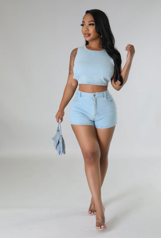 Denim Short Set